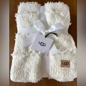 UGG Eugenia Throw Blanket in Snow Ivory Plush 50x70”